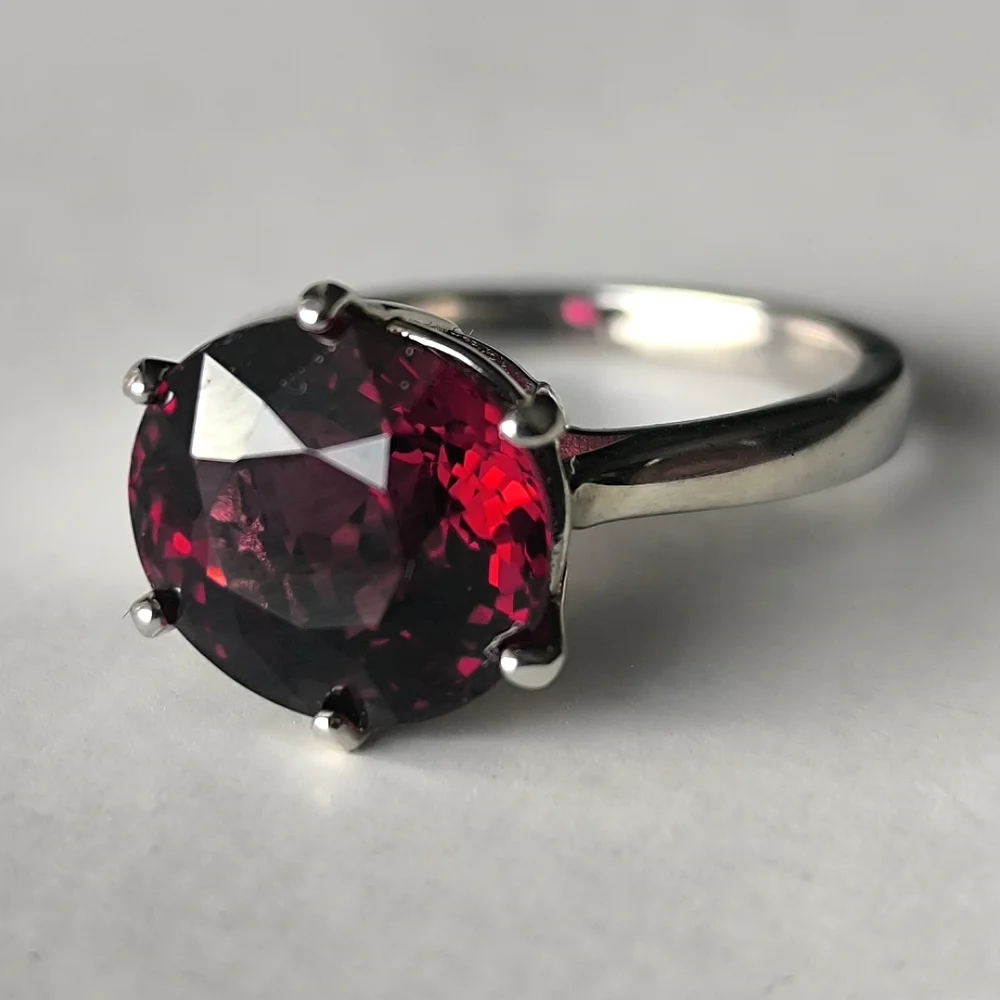 Stunning Top-Grade Natural Rhodolite Raspberry Garnet In Sterling Silver Ring - Picture 4 of 10